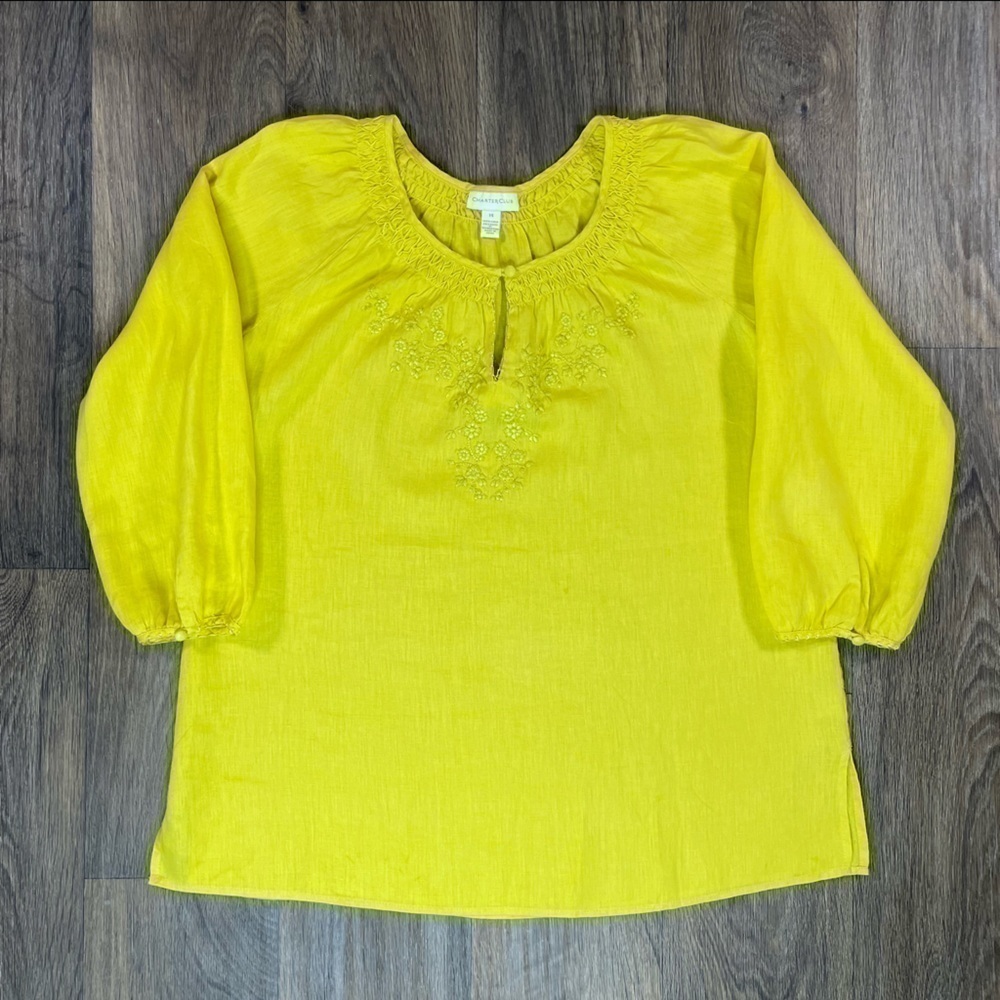 100% Linen Charter Club Linen Blouse